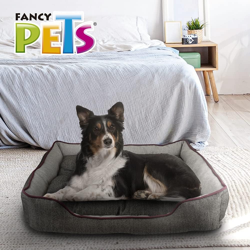 Fancy Pets Cama Chesney para Perro, Resistente, Cojín Removible, Suave y Cómoda, Base impermeble, Fácil de Lavar, Color Gris